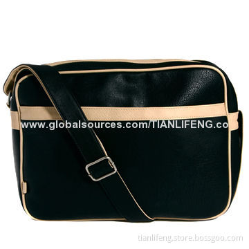Sports Leather Messenger Bag, Black